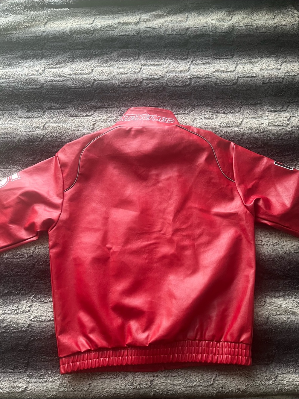 Red leather Racing Jacket - Picture 3 of 5